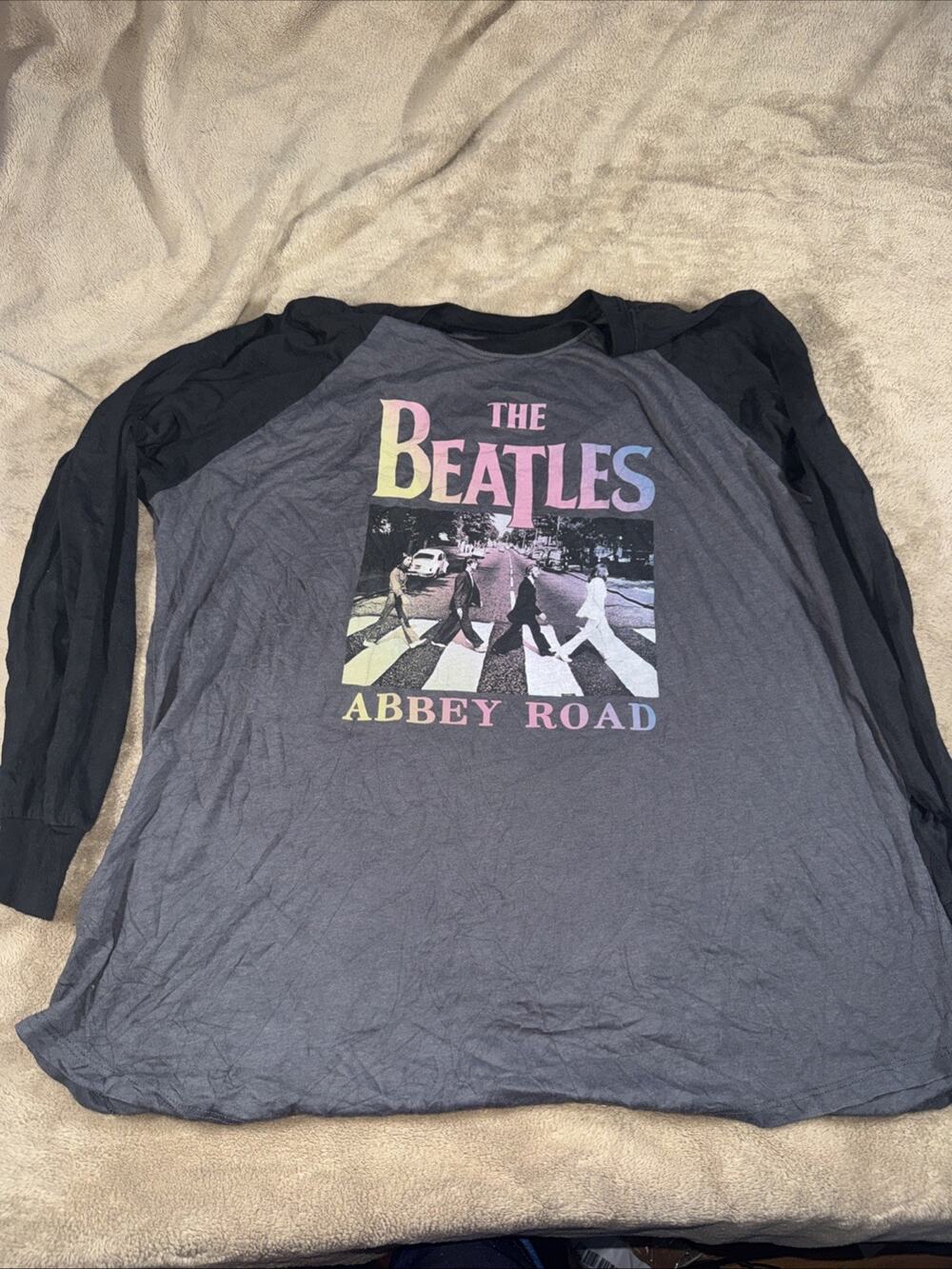 The Beatles‎ Abbey Road Raglan Long Sleeve Shirt Gray/Black Size 2x